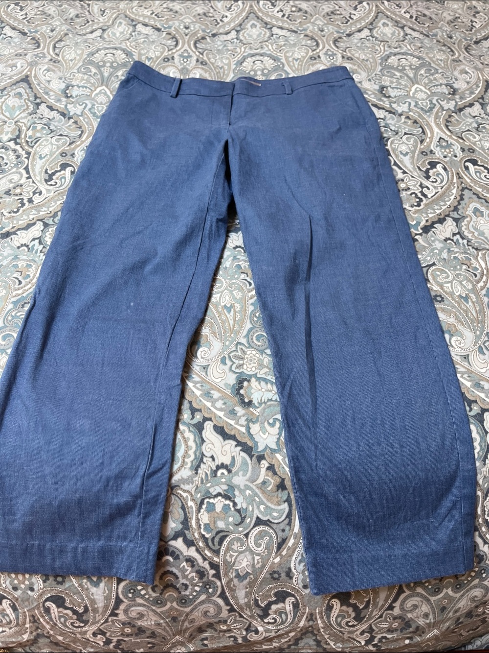 LOFT Navy Cropped Wide-Leg Pants